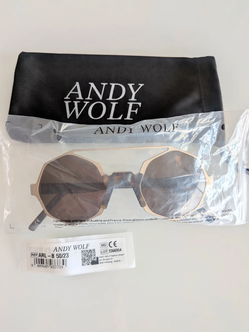 Andy Wolf Arlo Designer Sunglasses Gold Havana Luxury Eyewear NWT